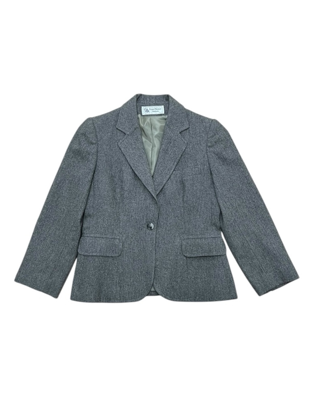 Vintage Evan Picone Petites Grey Wool Blazer 1990s